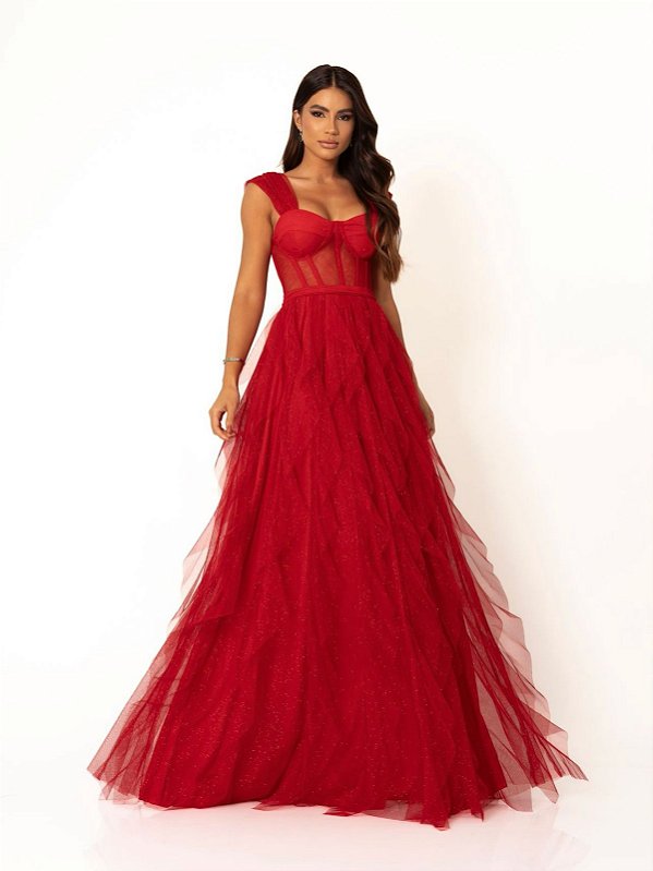 Vestido Aurora vermelho + Clutch brinde