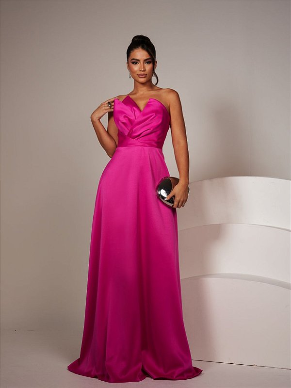 Vestido Washington rosa fúcsia + Clutch brinde