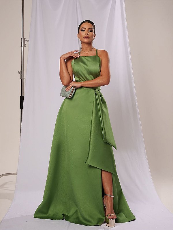 Vestido Toledo verde oliva + Clutch Brinde