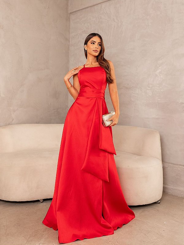 Vestido Toledo vermelho + Clutch Brinde