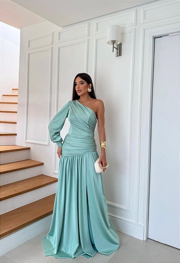 Vestido Faby verde menta + Clutch Brinde