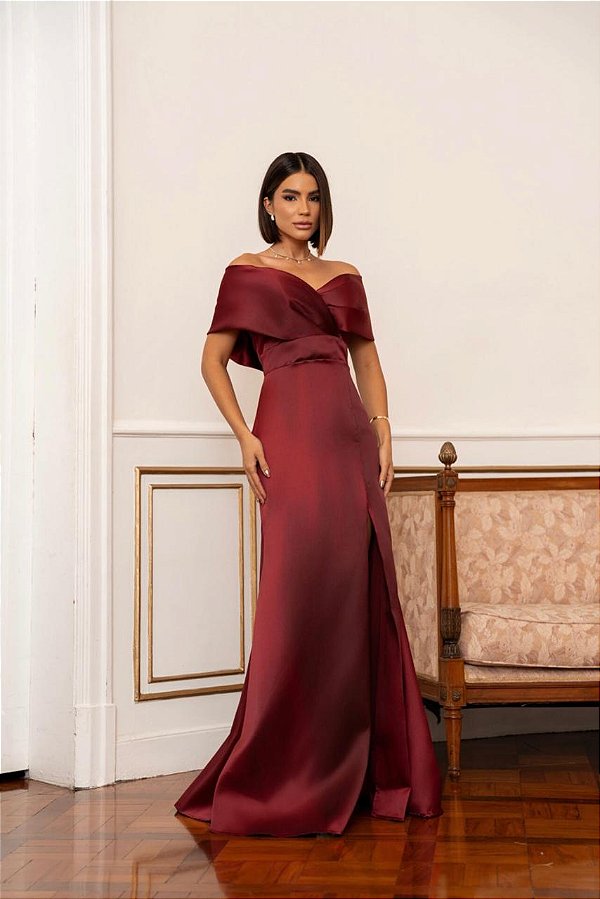 Vestido Caroline marsala + Clutch Brinde