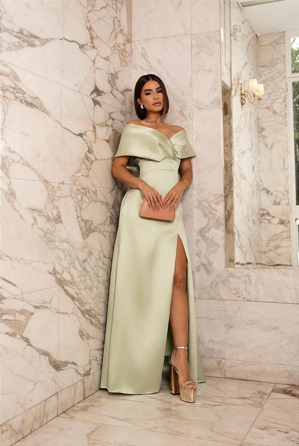 Vestido Caroline verde lima + Clutch Brinde