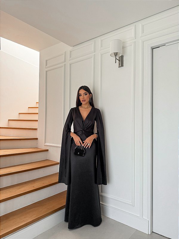 Vestido Isabel Preto + Clutch Brinde