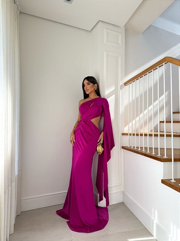 Vestido Isis fucsia + Clutch brinde