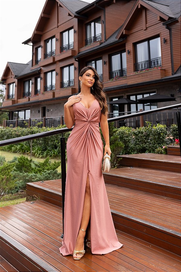 Vestido Chicago rose + Clutch Brinde