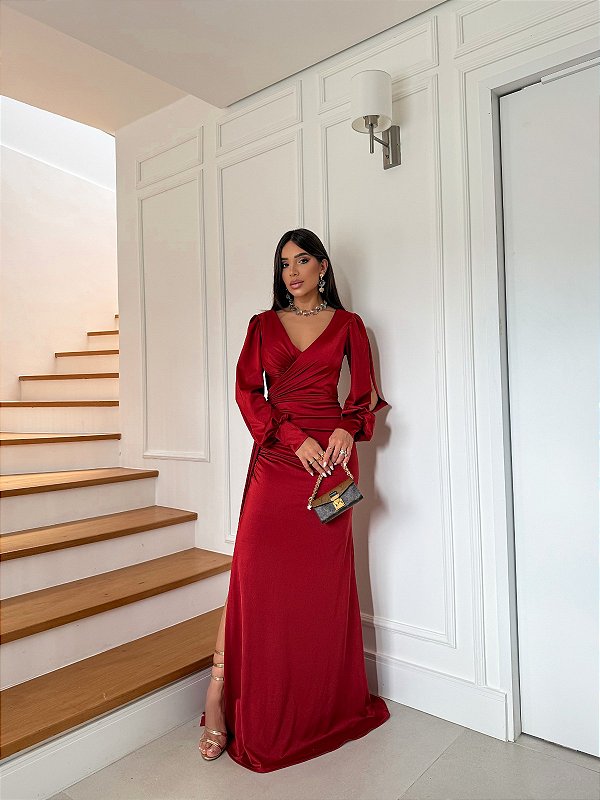 Vestido Bulgária vermelho + Clutch Brinde