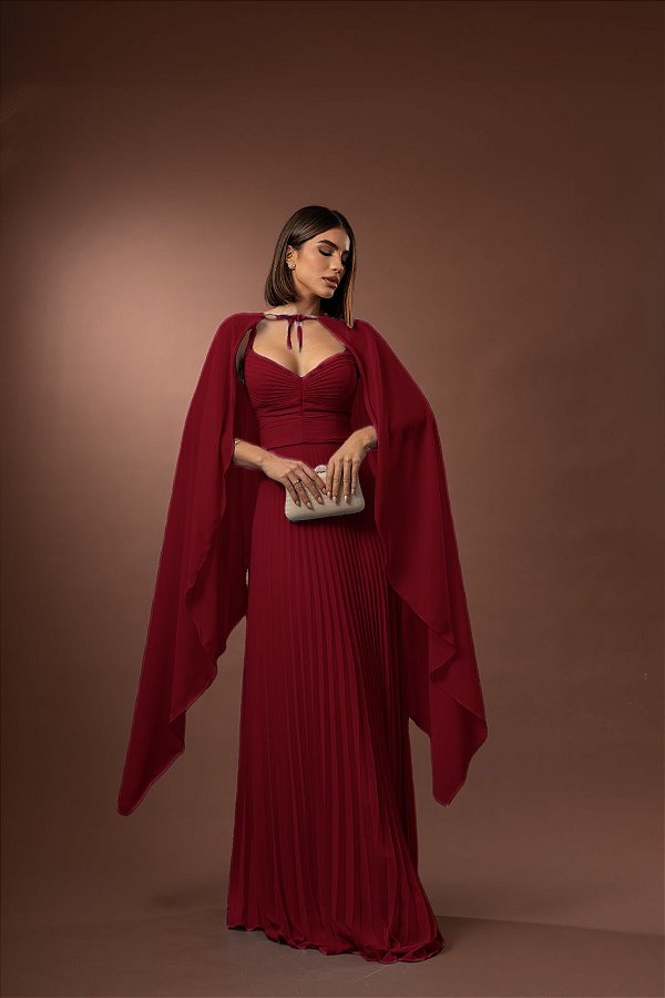 Vestido Jaque marsala + Clutch Brinde