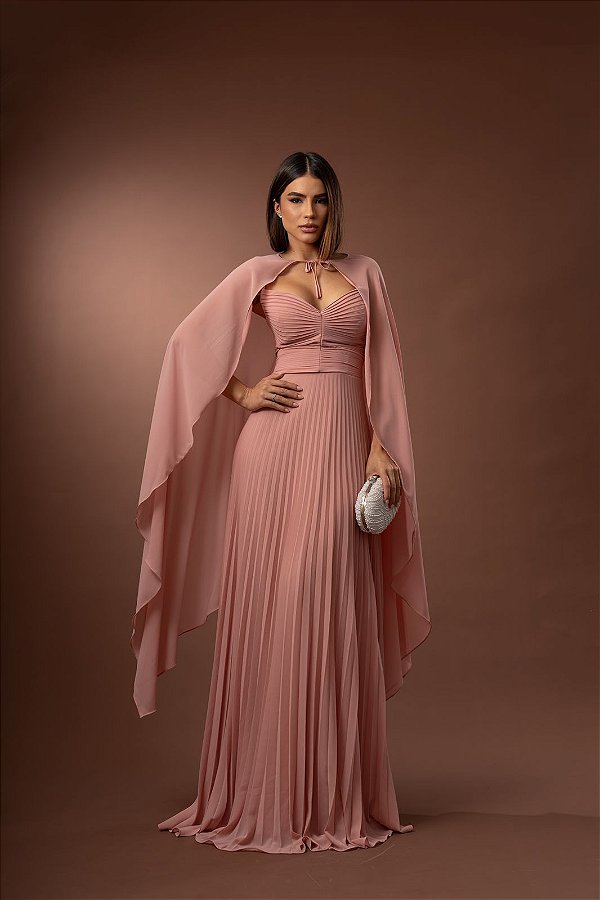 Vestido Jaque rose + Clutch Brinde