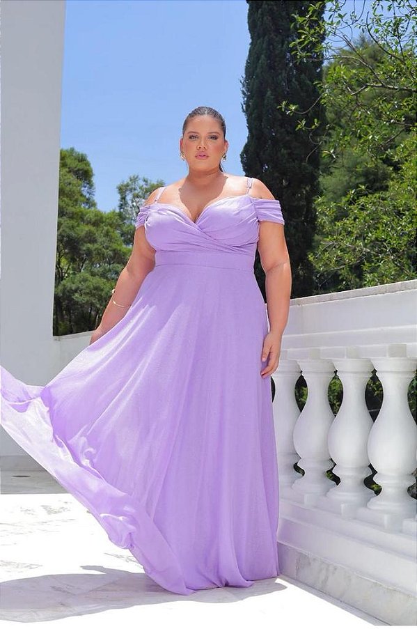 Vestido Manuela Lilas + Clutch Brinde