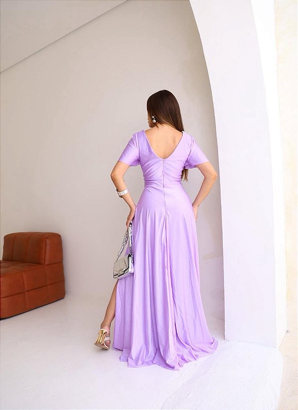 Vestido Zuri Lilás + Clutch Brinde