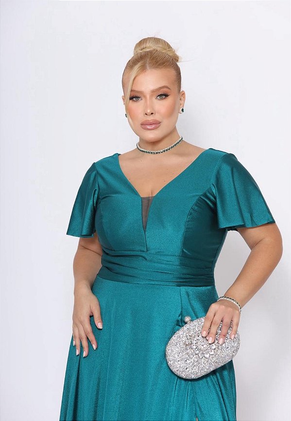Vestido Zuri Azul Petróleo + Clutch Brinde