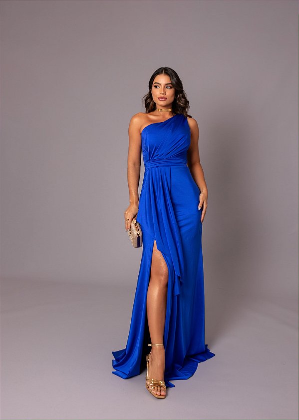 Vestido Cancún Azul Royal + Clutch Brinde