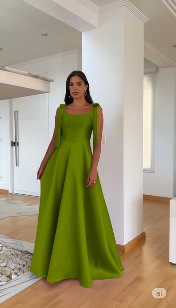 Vestido Frida Verde Oliva + Clutch Brinde