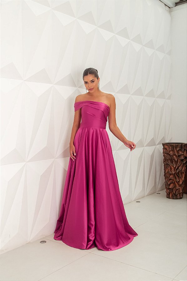Vestido Ylina Fúcsia + Clutch Brinde
