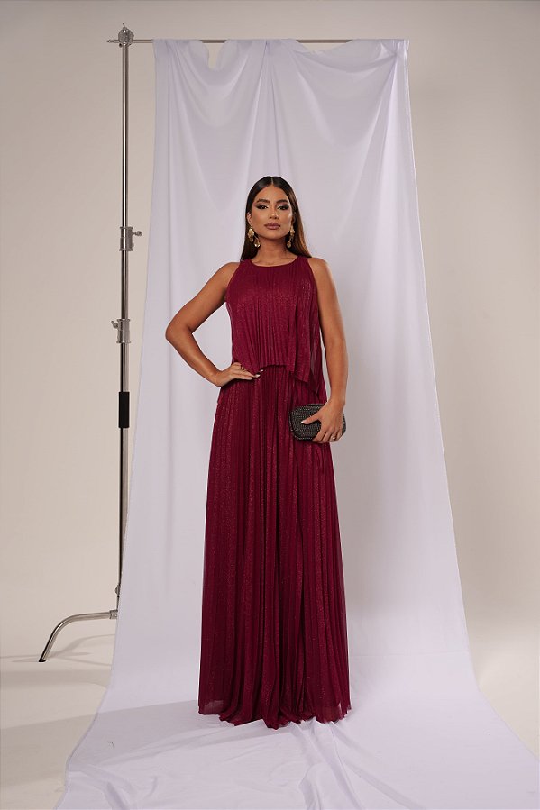 Vestido Audrey Vermelho com Brilho + Clutch Brinde