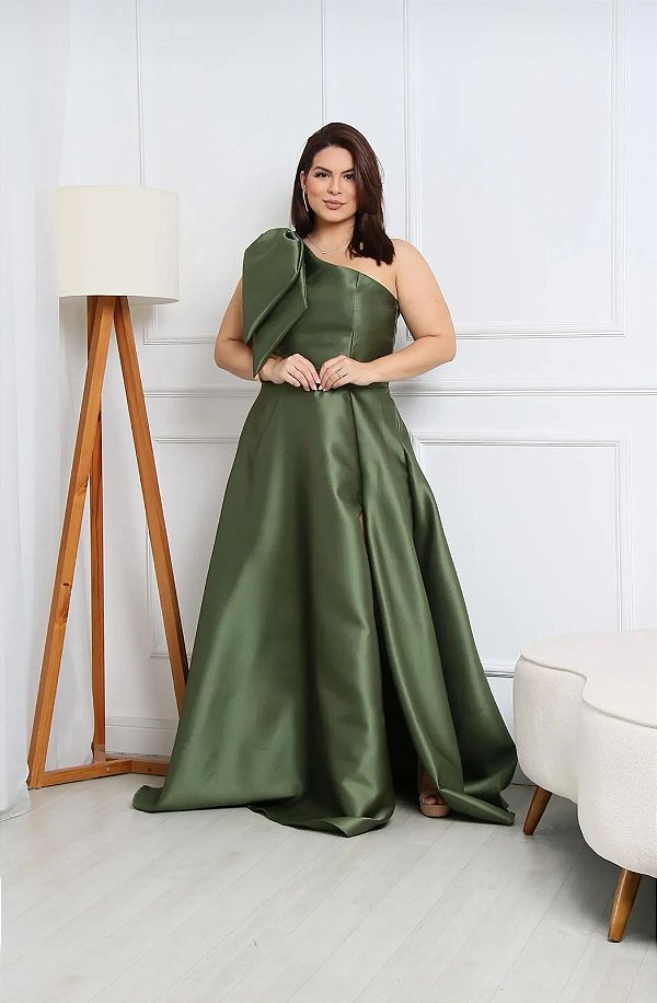 Vestido Lunel Verde Oliva + Clutch Brinde