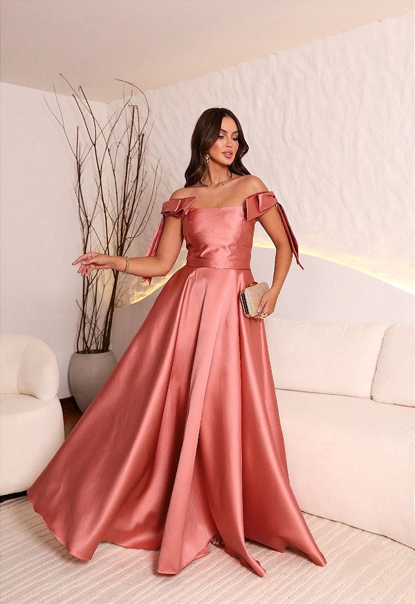 Vestido Kaely Rose + Clutch Brinde
