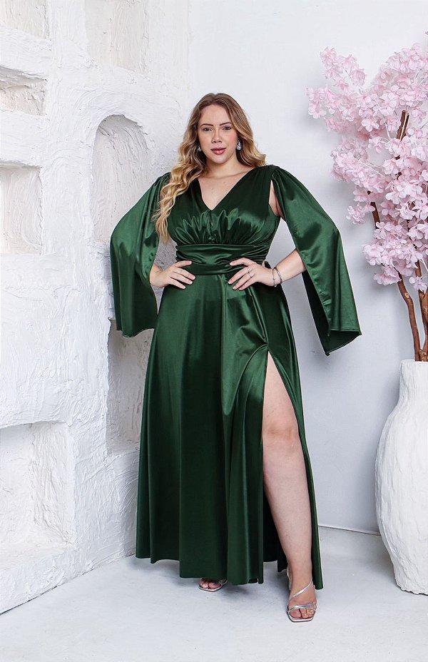 Vestido Isely Verde Militar + Clutch Brinde
