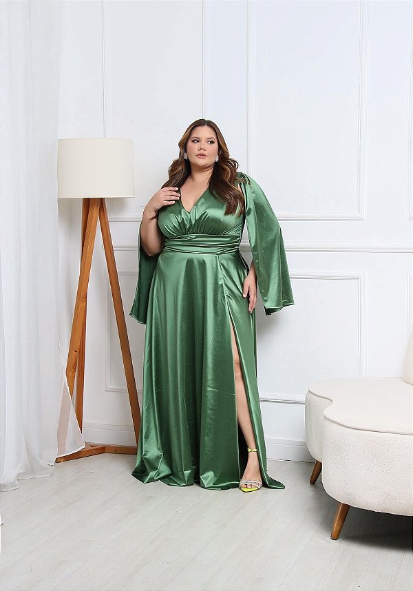 Vestido Isely Verde Oliva + Clutch Brinde
