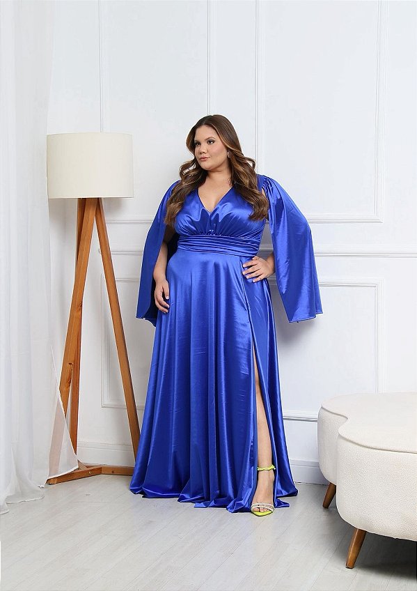 Vestido Isely Azul Royal + Clutch Brinde