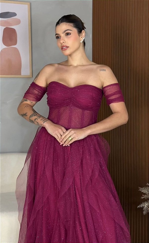 Vestido Helena Fúcsia + Clutch Brinde