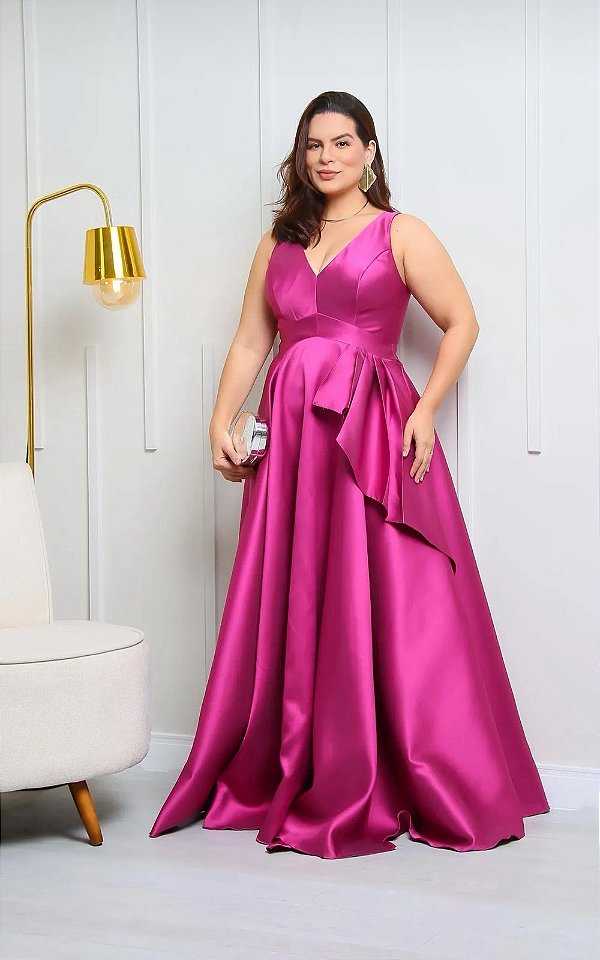 Vestido Enni Fúcsia + Clutch Brinde