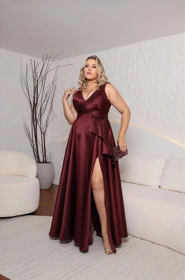 Vestido Enni Marsala + Clutch Brinde