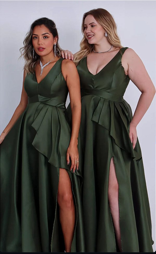 Vestido Enni Verde Oliva + Clutch Brinde