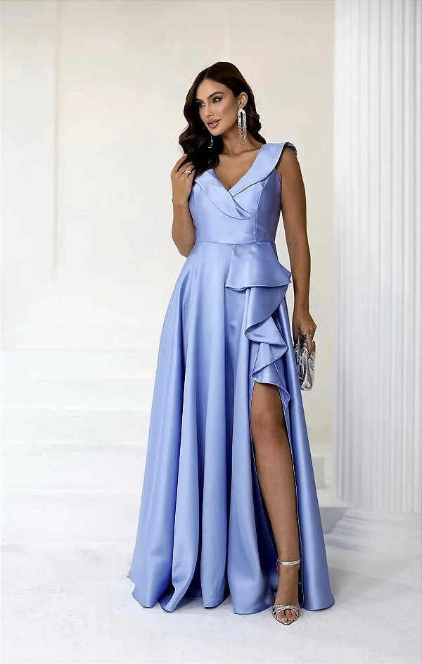 Vestido Mili Azul Serenity + Clutch Brinde