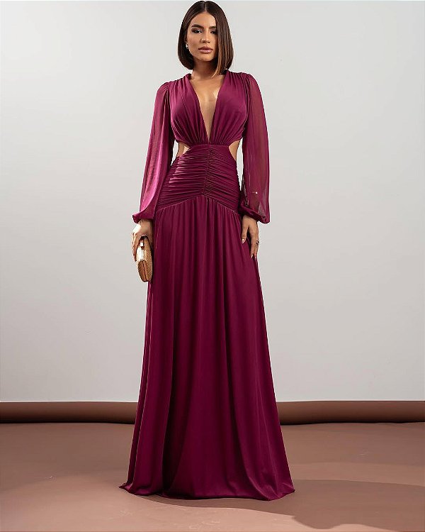 Vestido Agostini Fúcsia + Clutch Brinde