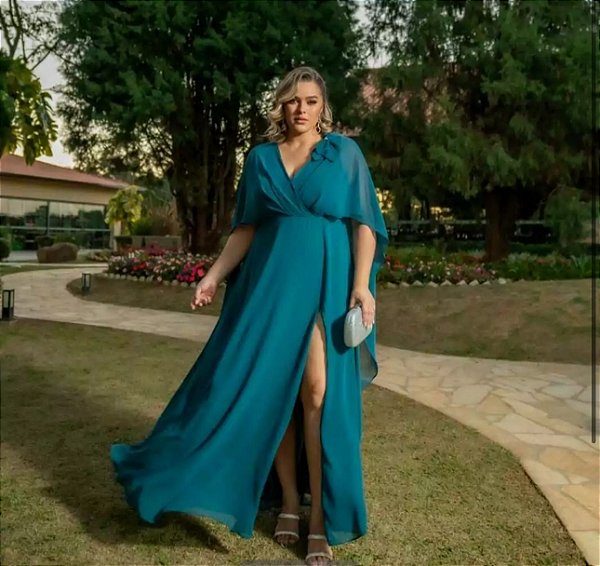 Vestido Astrid verde petróleo + Clutch brinde