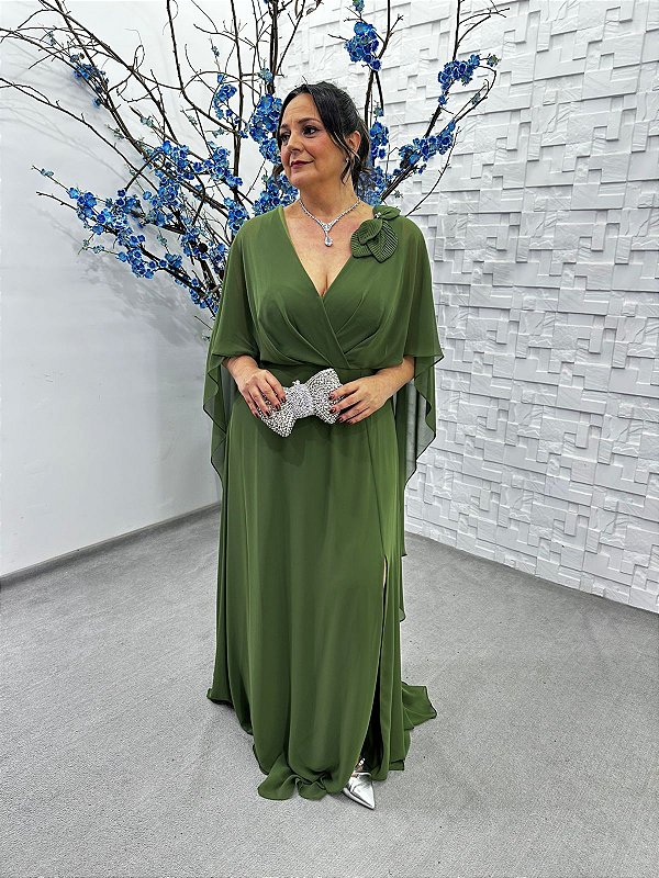 Vestido Astrid verde oliva + Clutch brinde