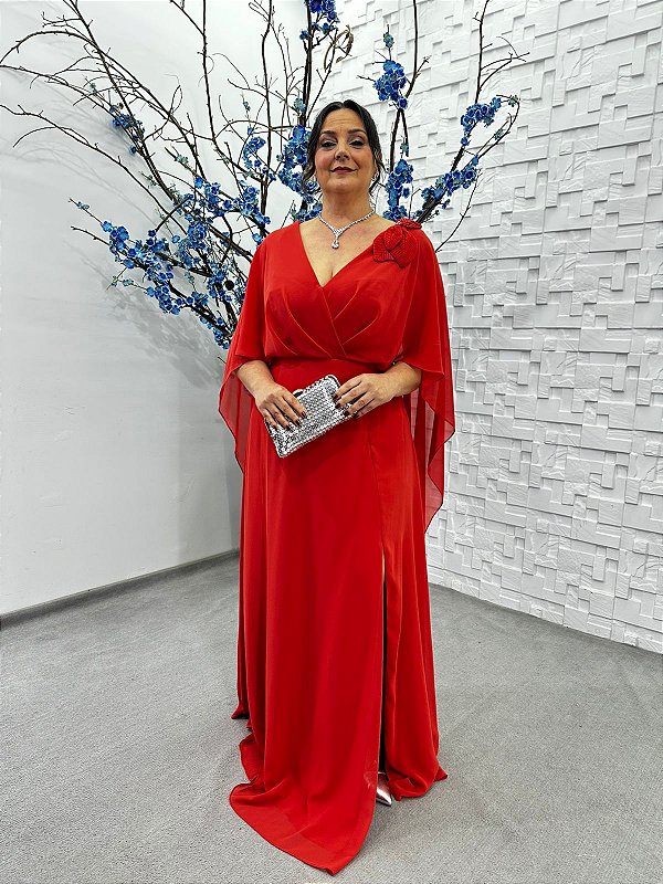 Vestido Astrid vermelho + Clutch brinde