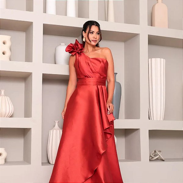 Vestido Alberta terracota + Clutch Brinde