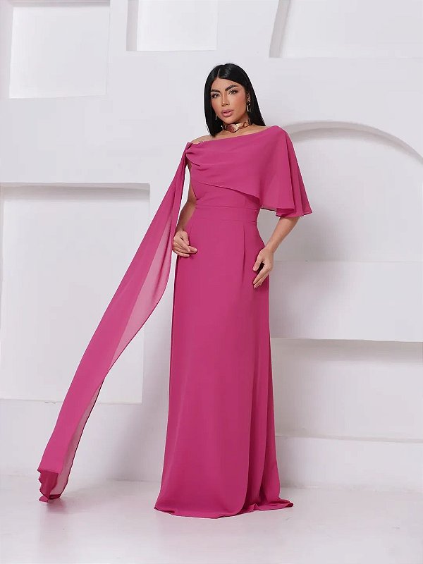 Vestido Sadie fucsia + Clutch brinde