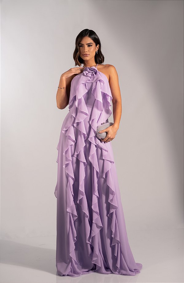 Vestido Florentina Lilas + Clutch brinde
