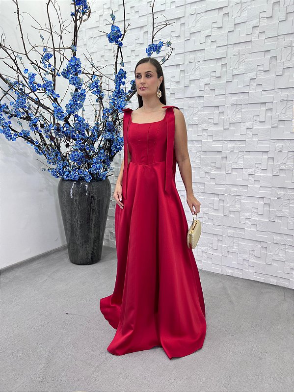 Vestido Frida vermelho + Clutch Brinde