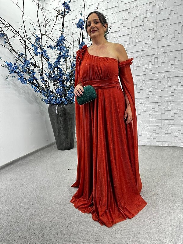 Vestido Santa Lucia terracota + Clutch Brinde