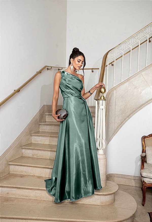 Vestido Celine verde menta + Clutch Brinde