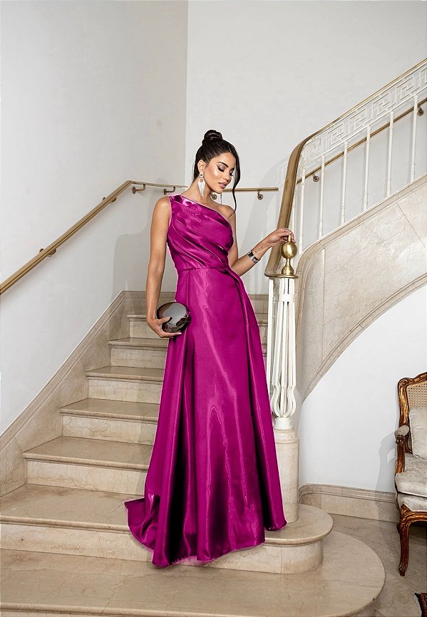 Vestido Celina fucsia + Clutch Brinde