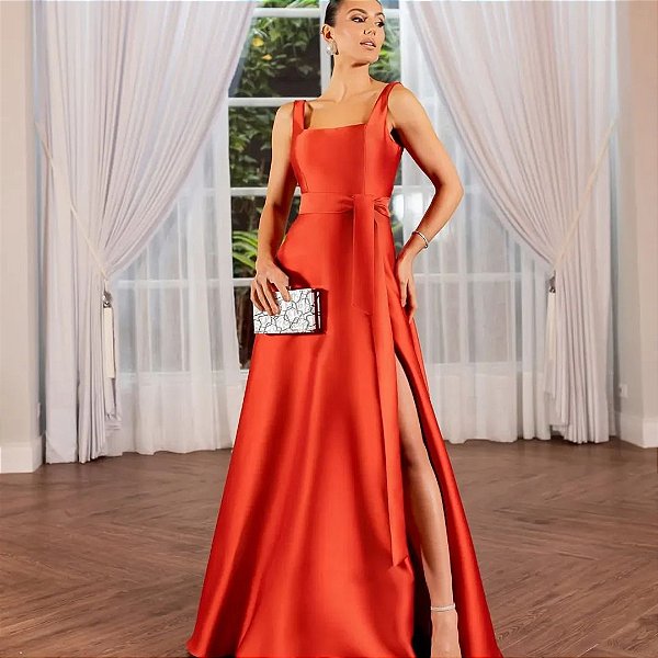 Vestido Greta Terracota + Clutch Brinde