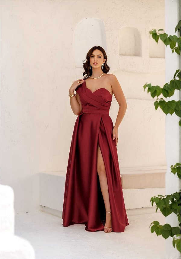 Vestido Estel marsala + Clutch Brinde