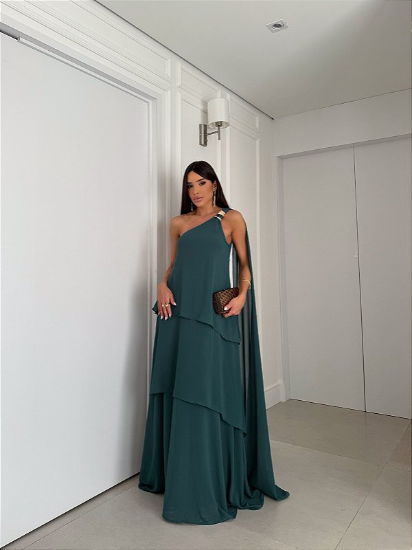 Vestido Blair verde esmeralda + Clutch Brinde