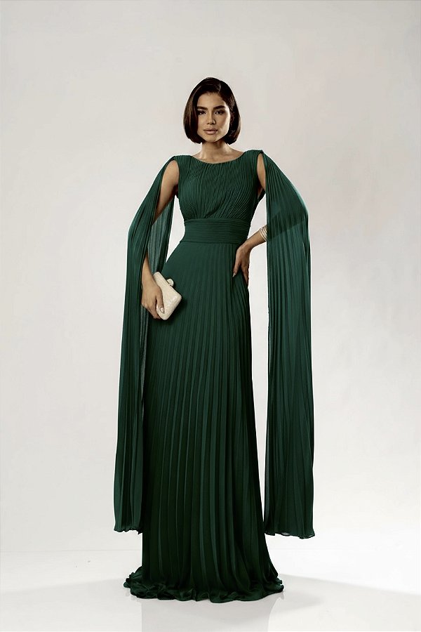 Vestido Juliete verde esmeralda + Clutch Brinde