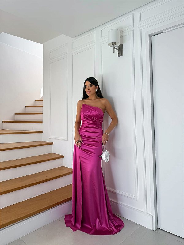 Vestido Amelie pink + Clutch Brinde