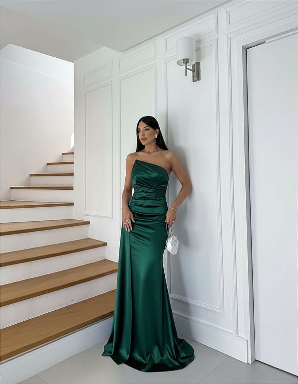 Vestido Amelie Verde esmeralda + Clutch Brinde