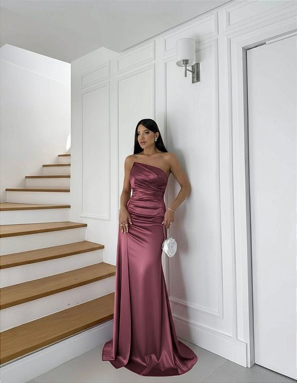 Vestido Amelie rosa canela + Clutch Brinde