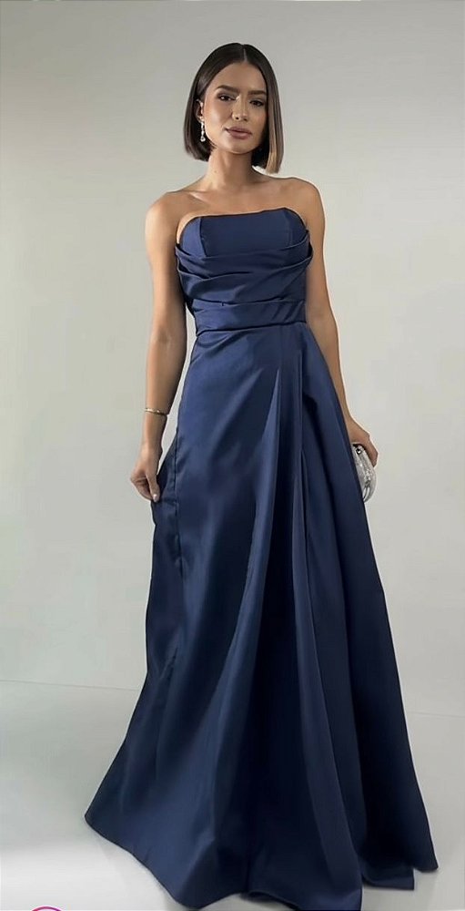 Vestido Sydney azul marinho + Clutch Brinde