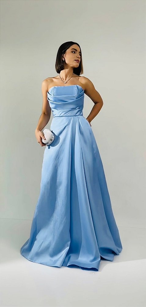 Vestido Sydney azul serenity + Clutch Brinde